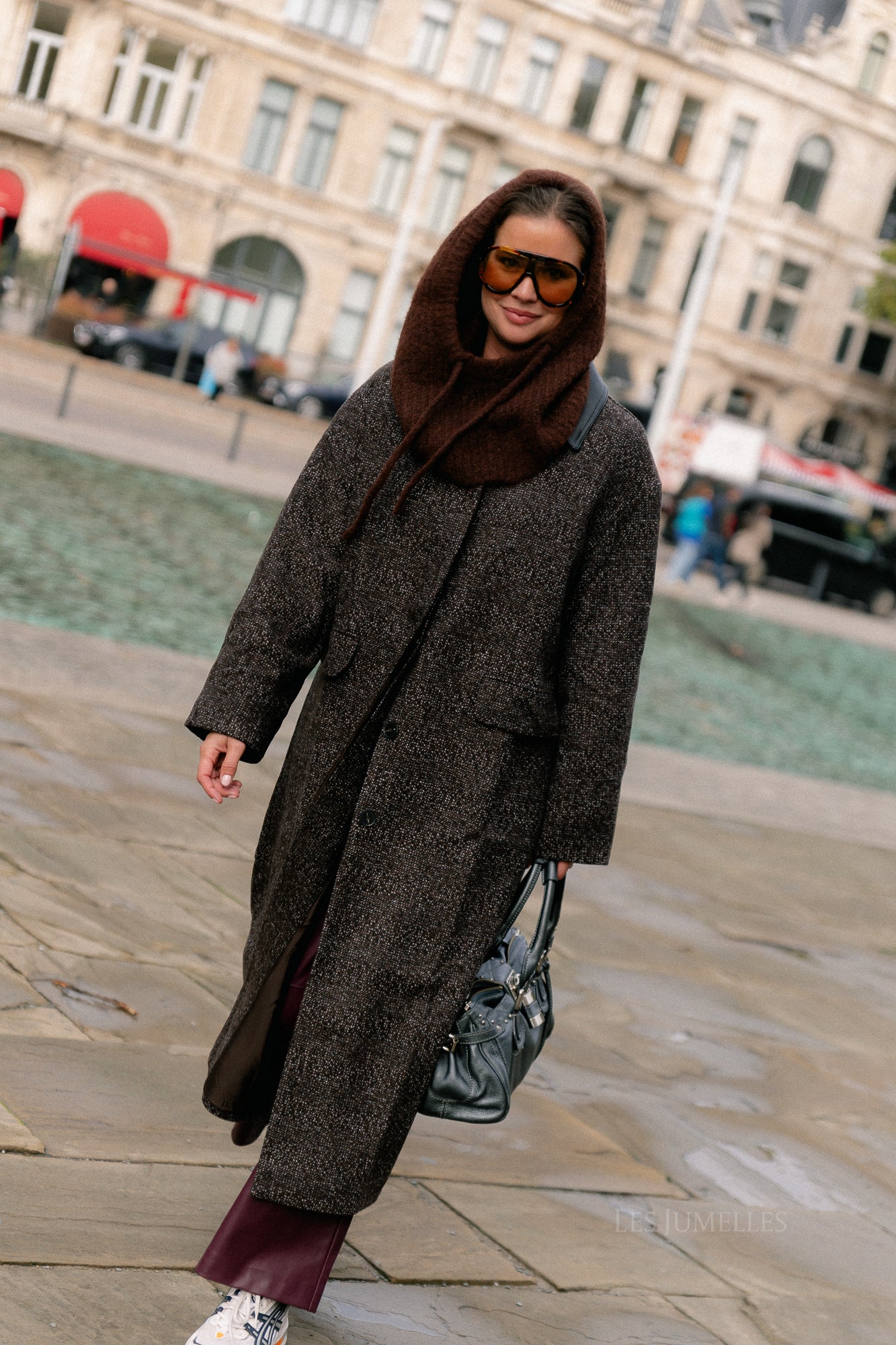 OBJMilu knit balaclava seal brown/melange