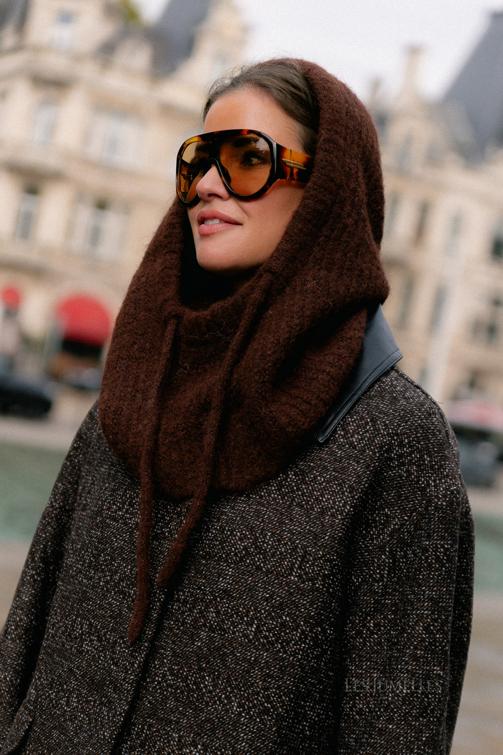 OBJMilu knit balaclava seal brown/melange