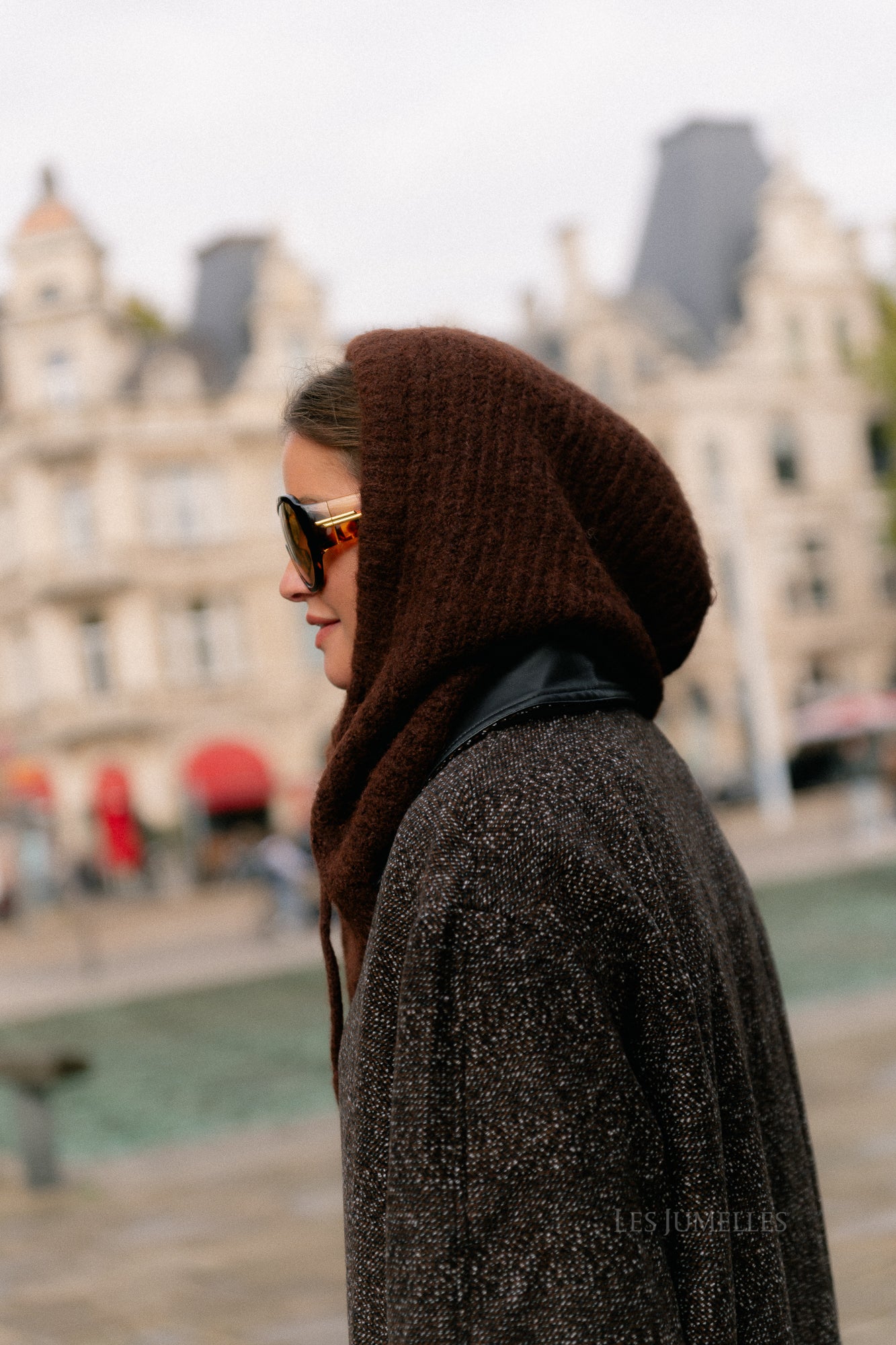 OBJMilu knit balaclava seal brown/melange