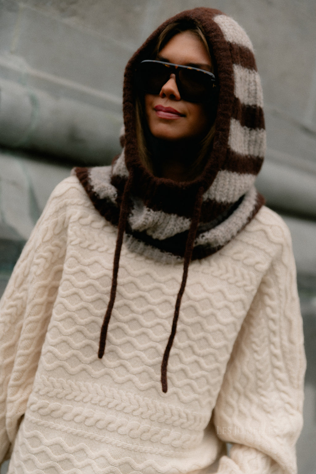 OBJMilu knit balaclava seal brown/humus