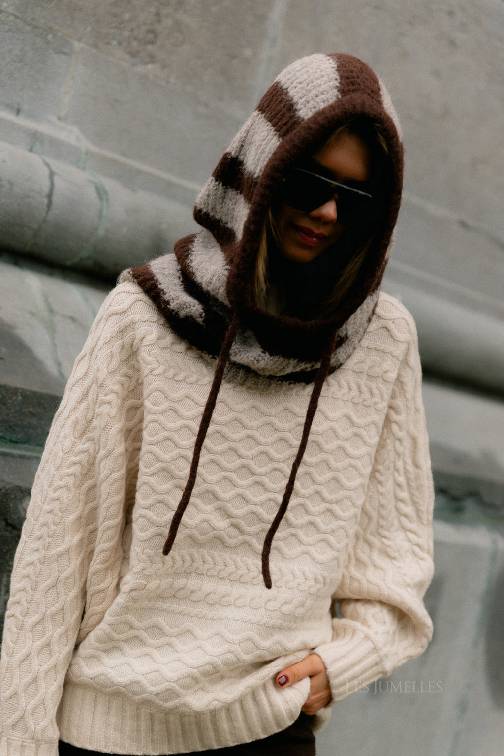 SLFNelly LS cable batsleeve knit birch