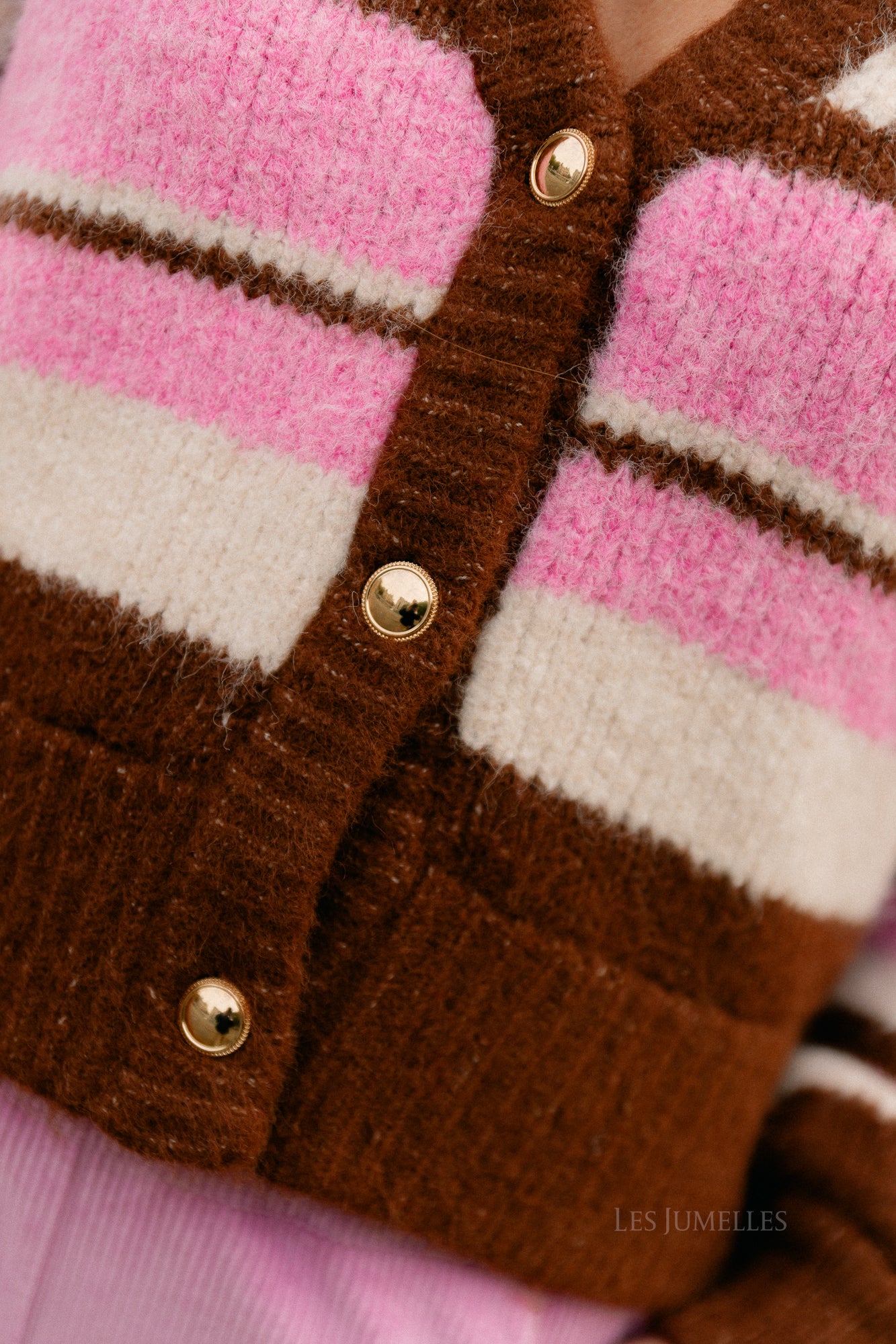 Noor cardigan multi stripe pink