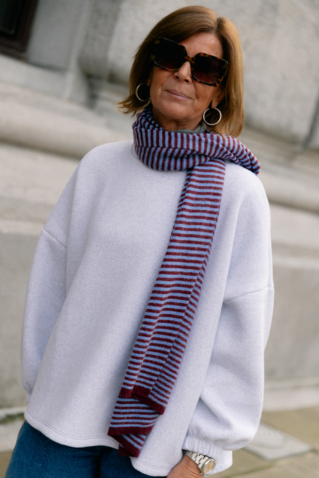 Florence striped scarf blue/burgundy