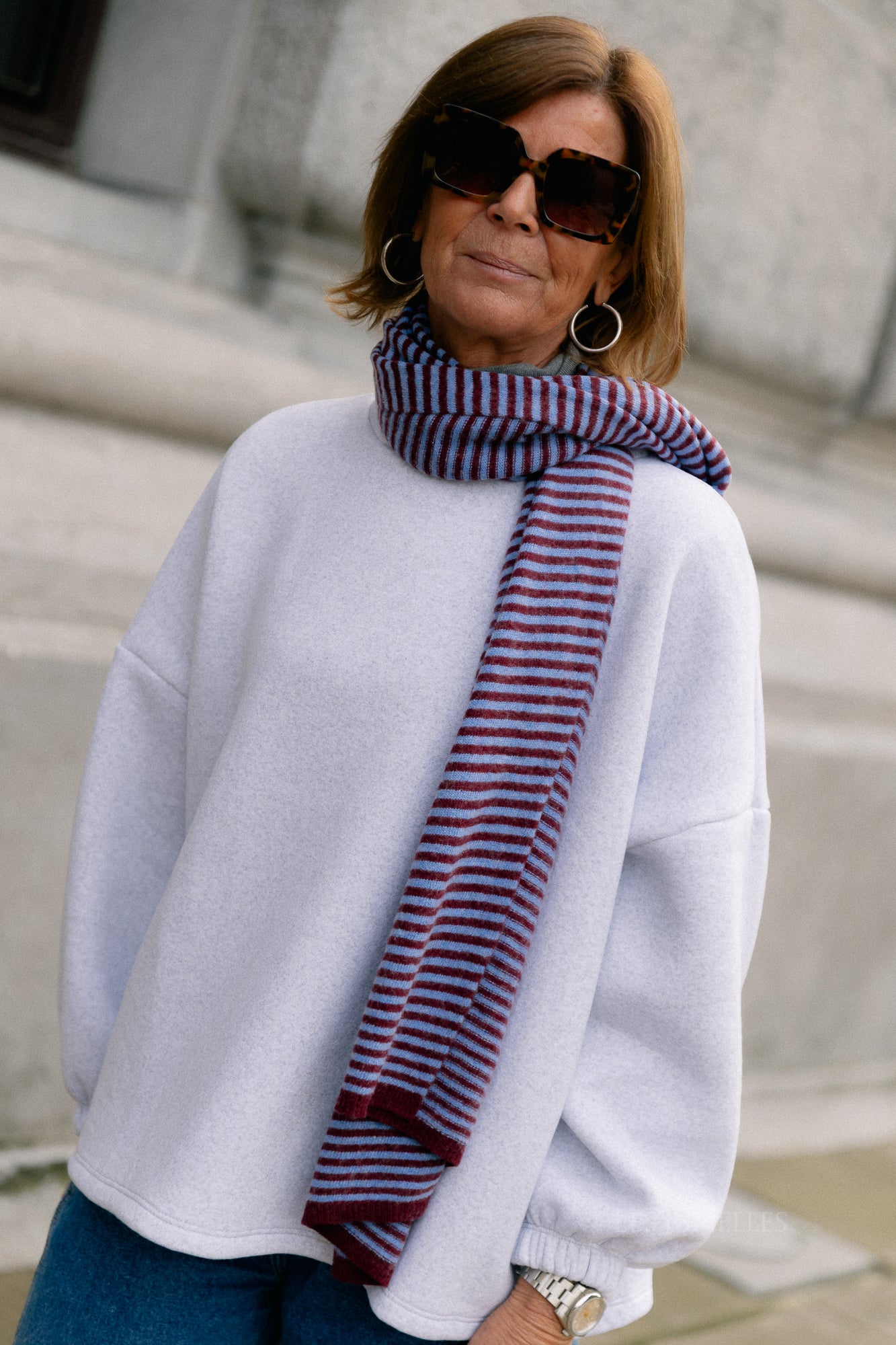 Florence striped scarf blue/burgundy