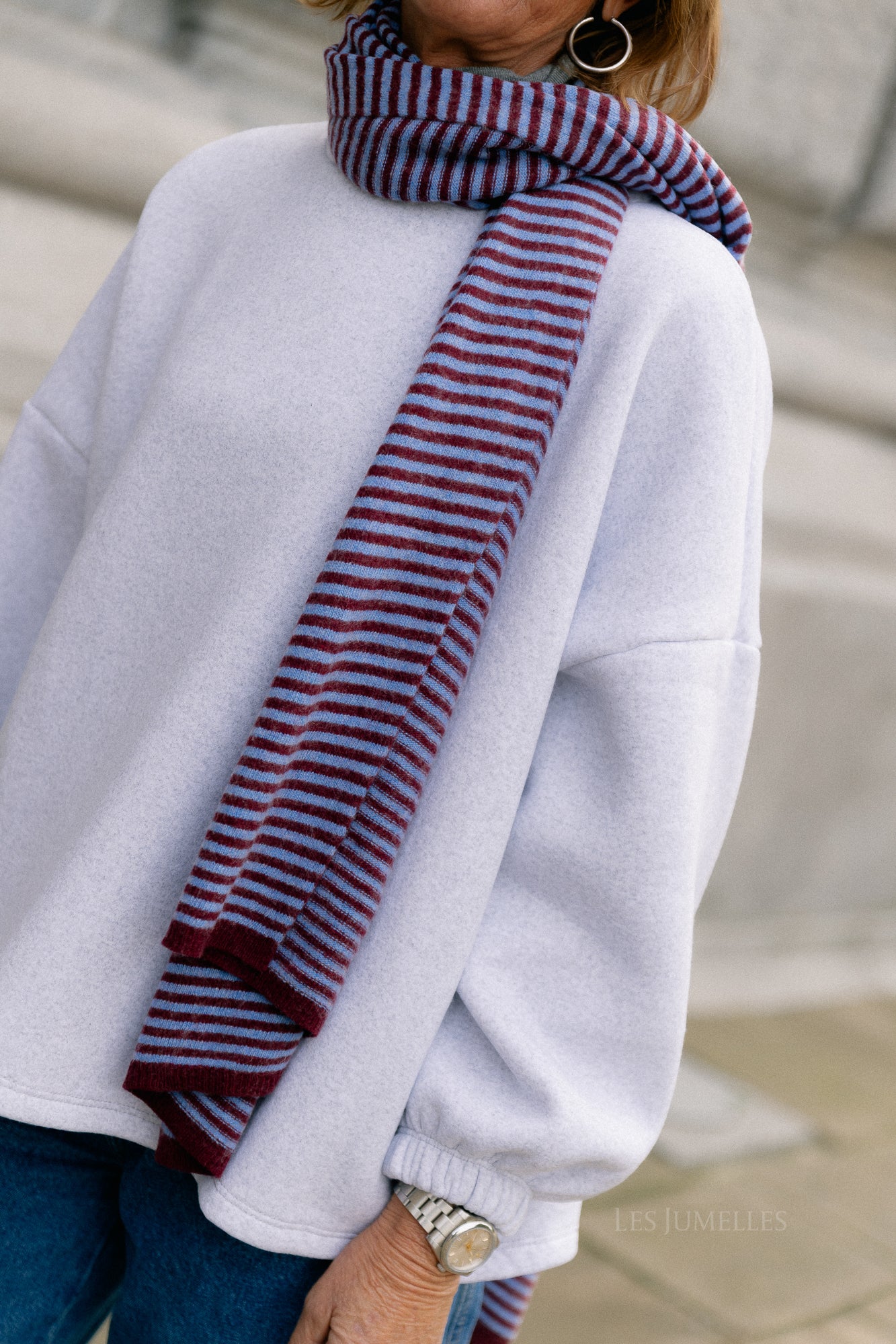 Florence striped scarf blue/burgundy
