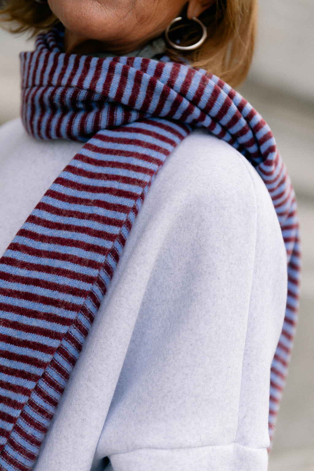 Florence striped scarf blue/burgundy