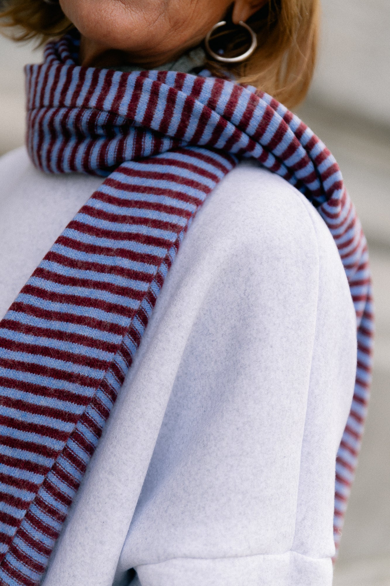Florence striped scarf blue/burgundy