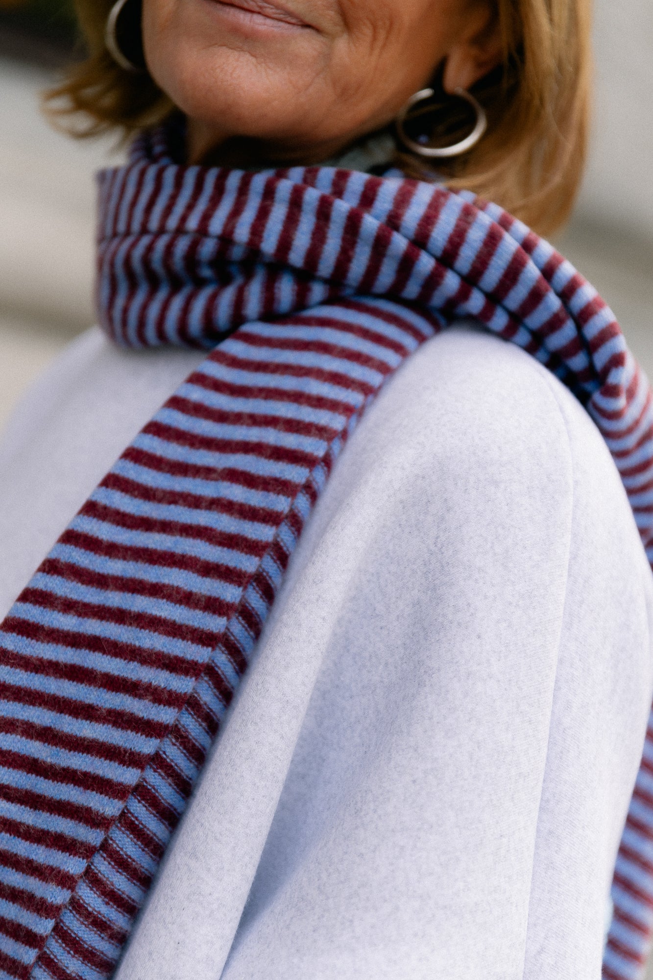 Florence striped scarf blue/burgundy
