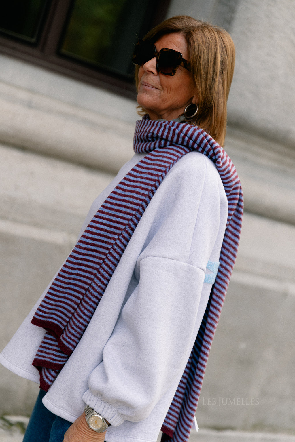 Florence striped scarf blue/burgundy
