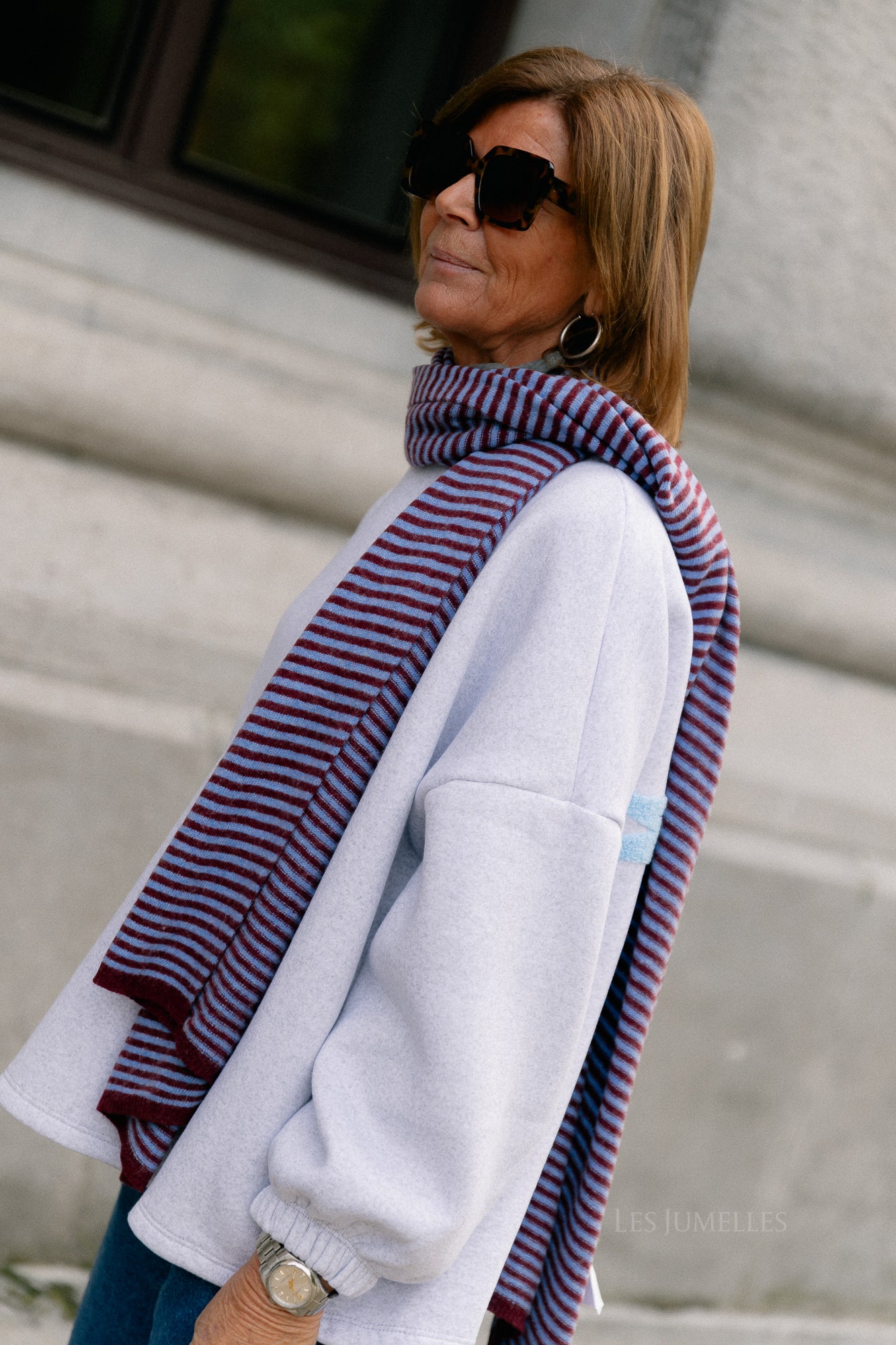 Florence striped scarf blue/burgundy
