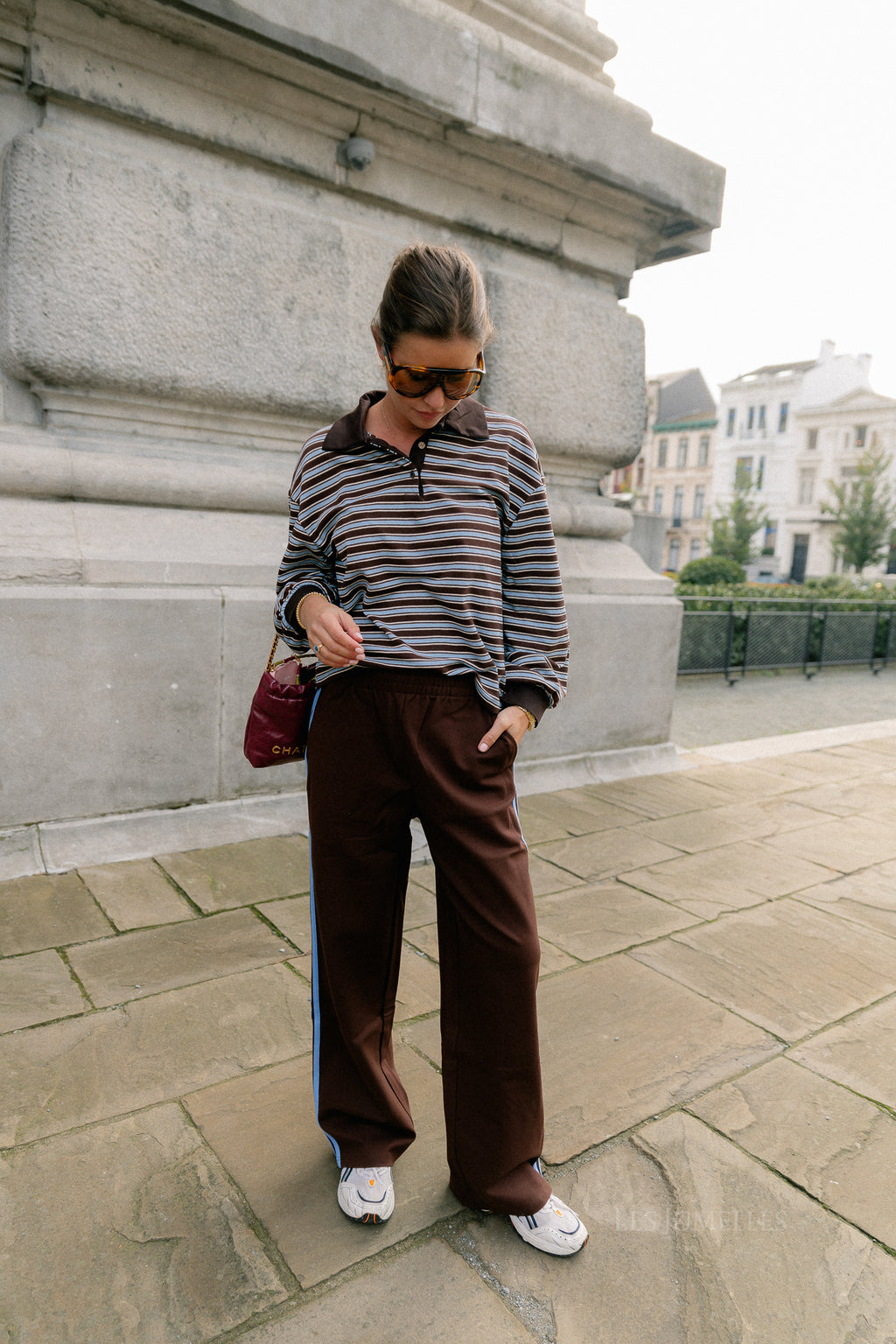 Belinda striped polo brown/light blue
