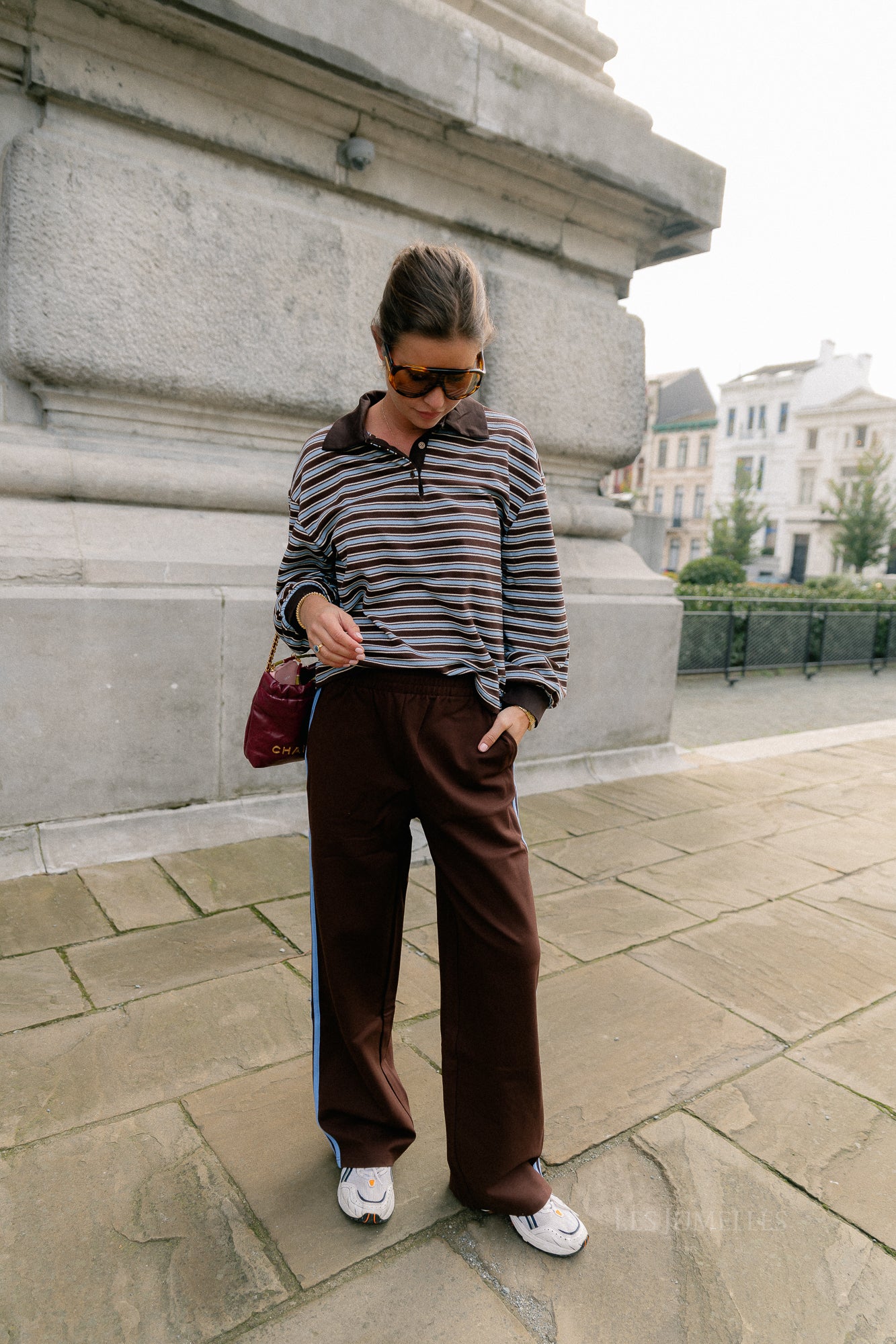 Belinda striped polo brown/light blue