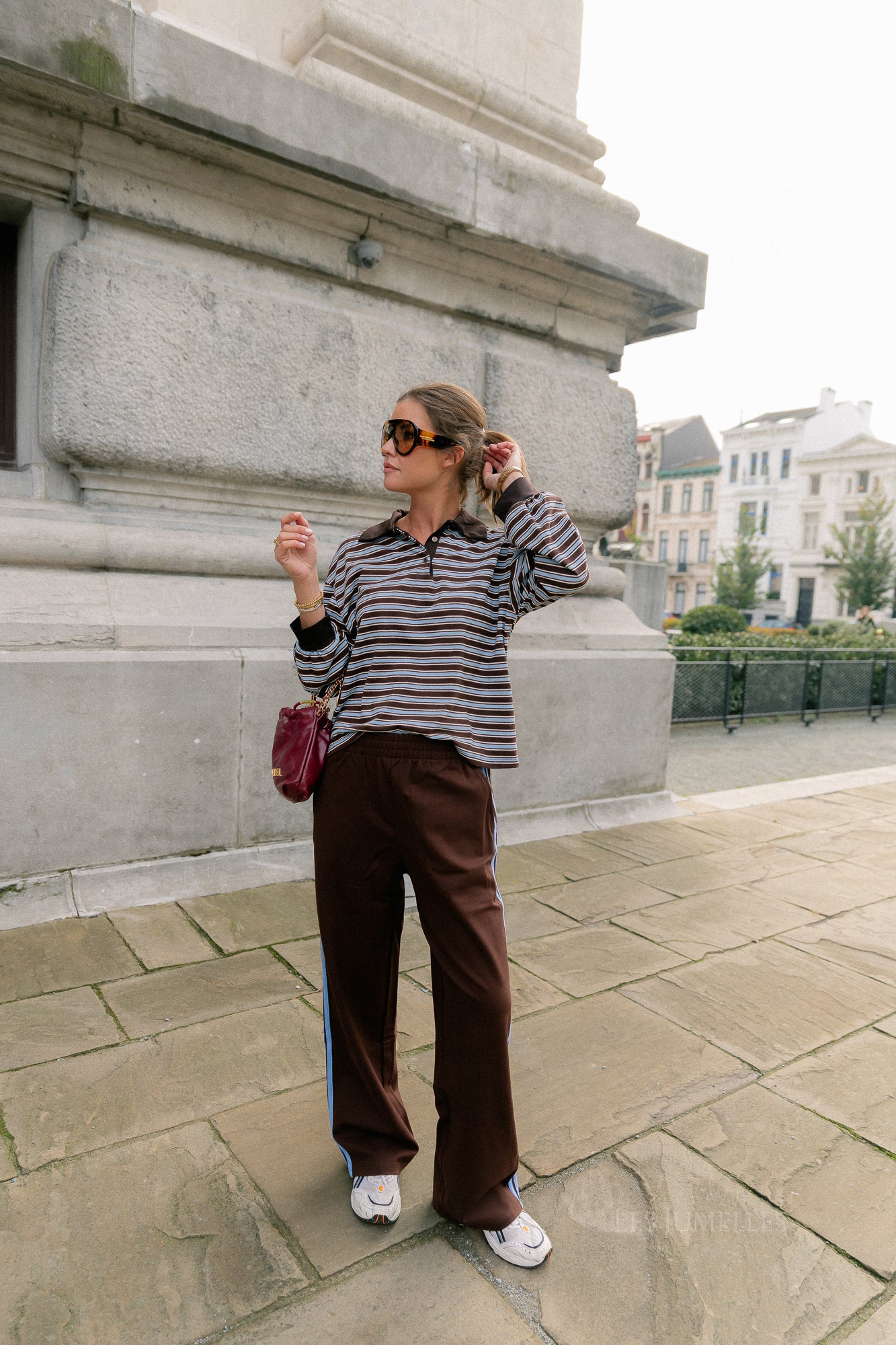 Belinda striped polo brown/light blue