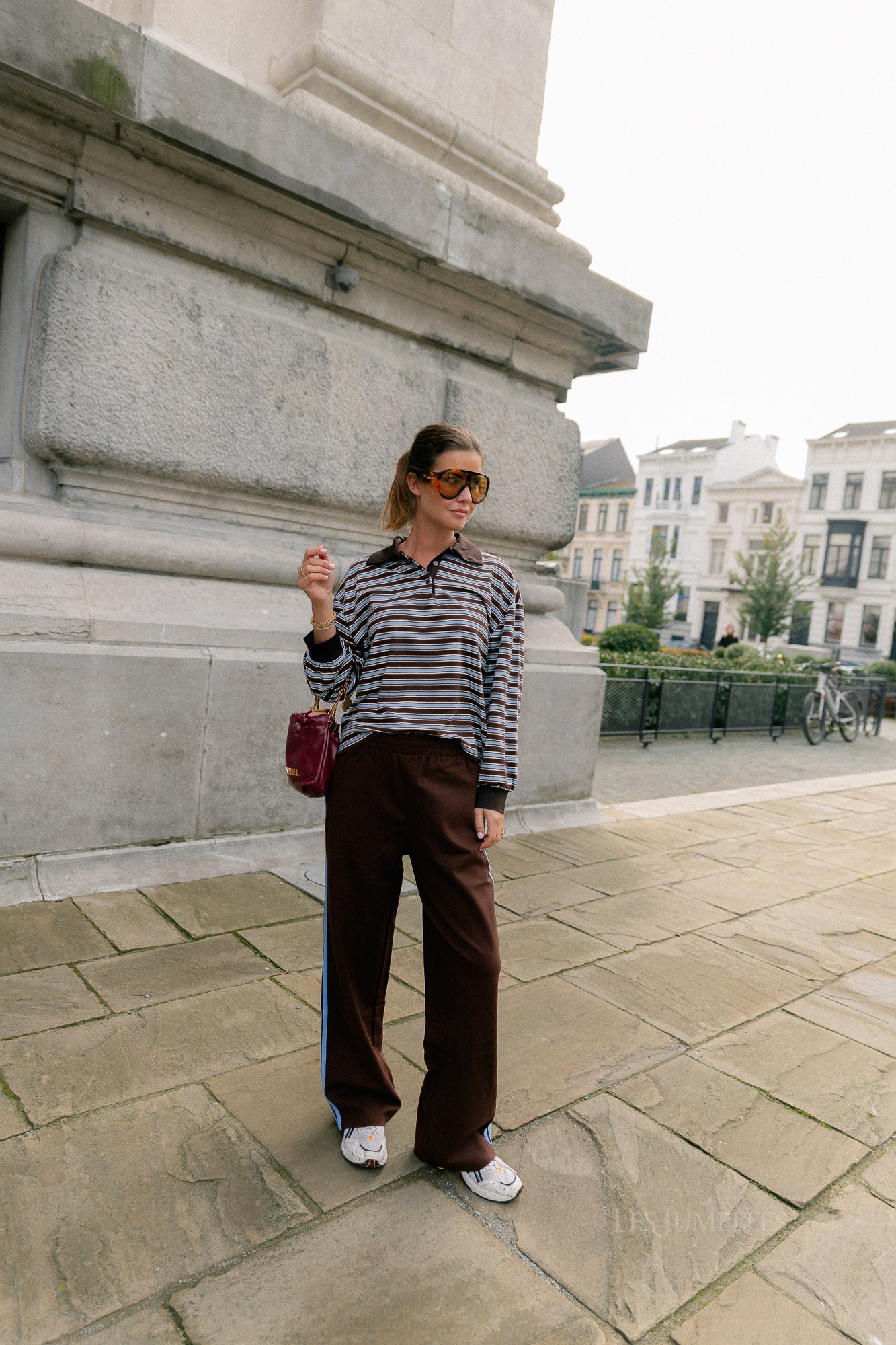 Belinda striped polo brown/light blue