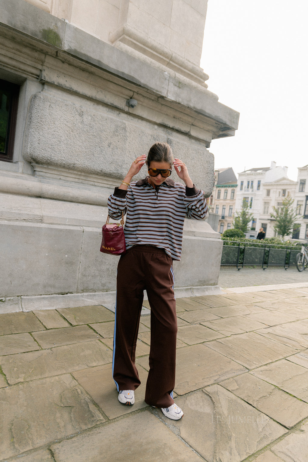 Belinda striped polo brown/light blue