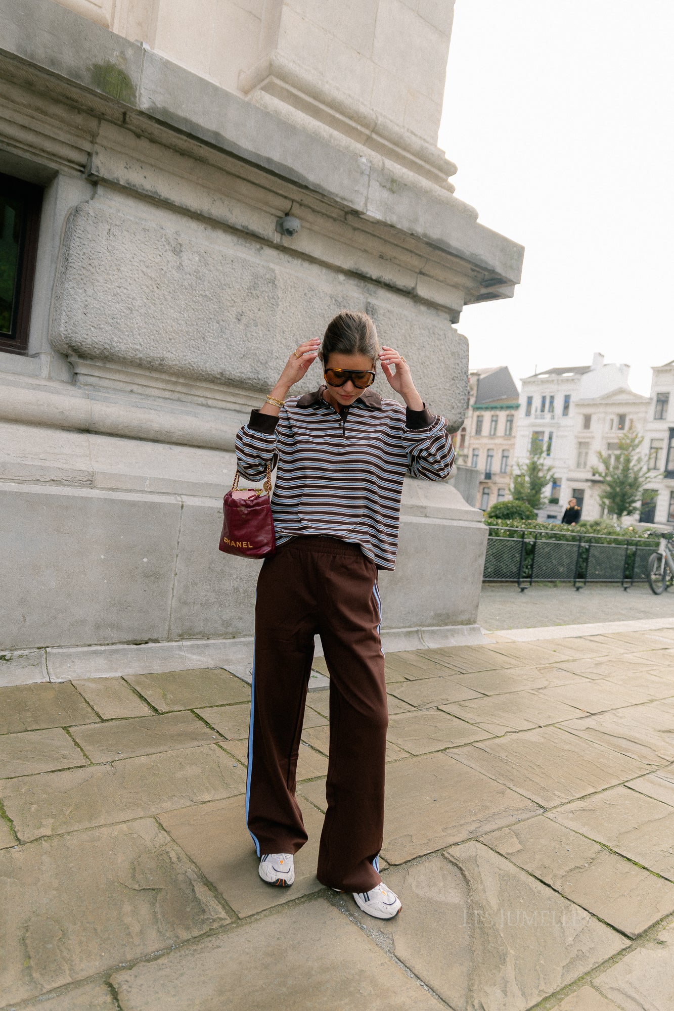 Belinda striped polo brown/light blue