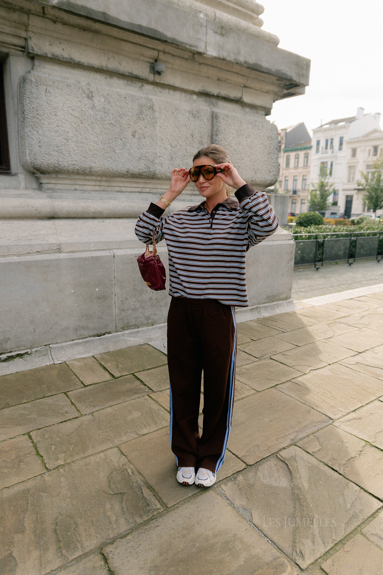 Belinda striped polo brown/light blue