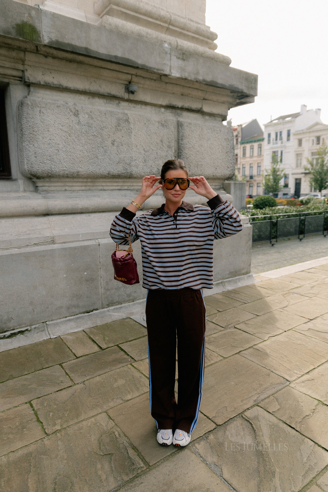 Belinda striped polo brown/light blue