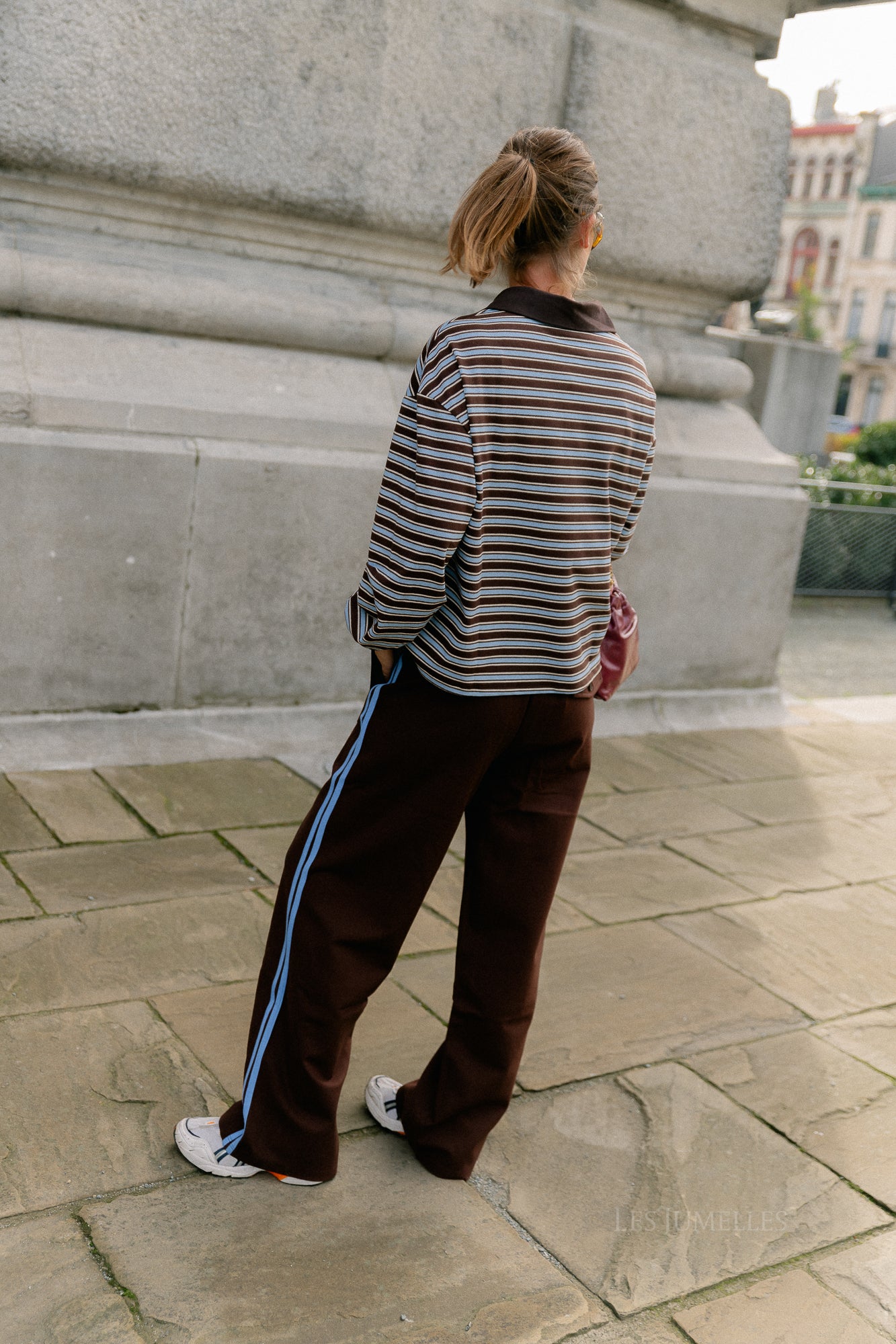 Belinda striped polo brown/light blue