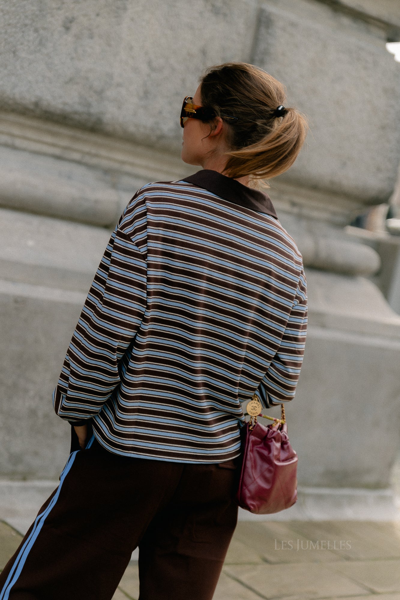 Belinda striped polo brown/light blue
