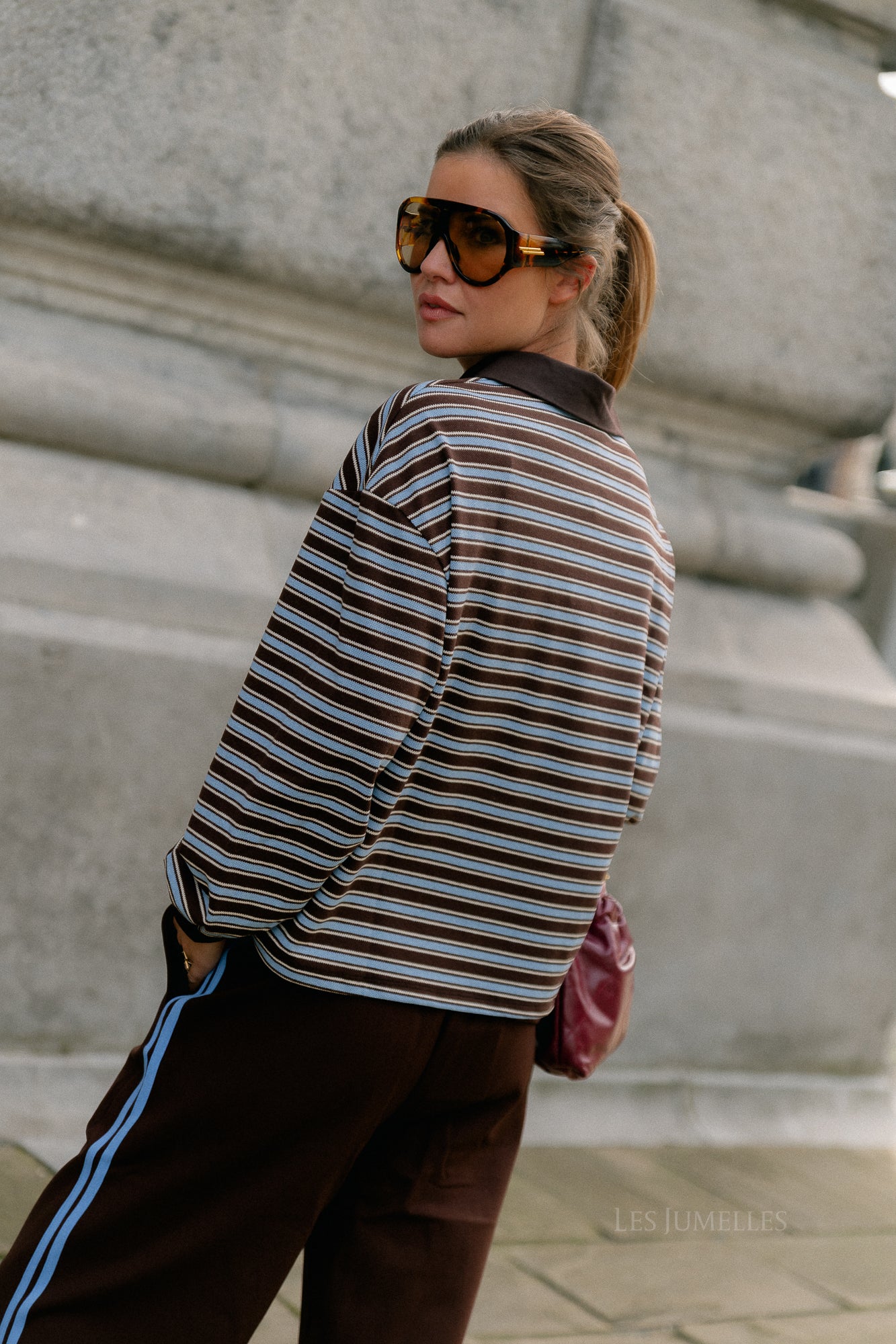 Belinda striped polo brown/light blue