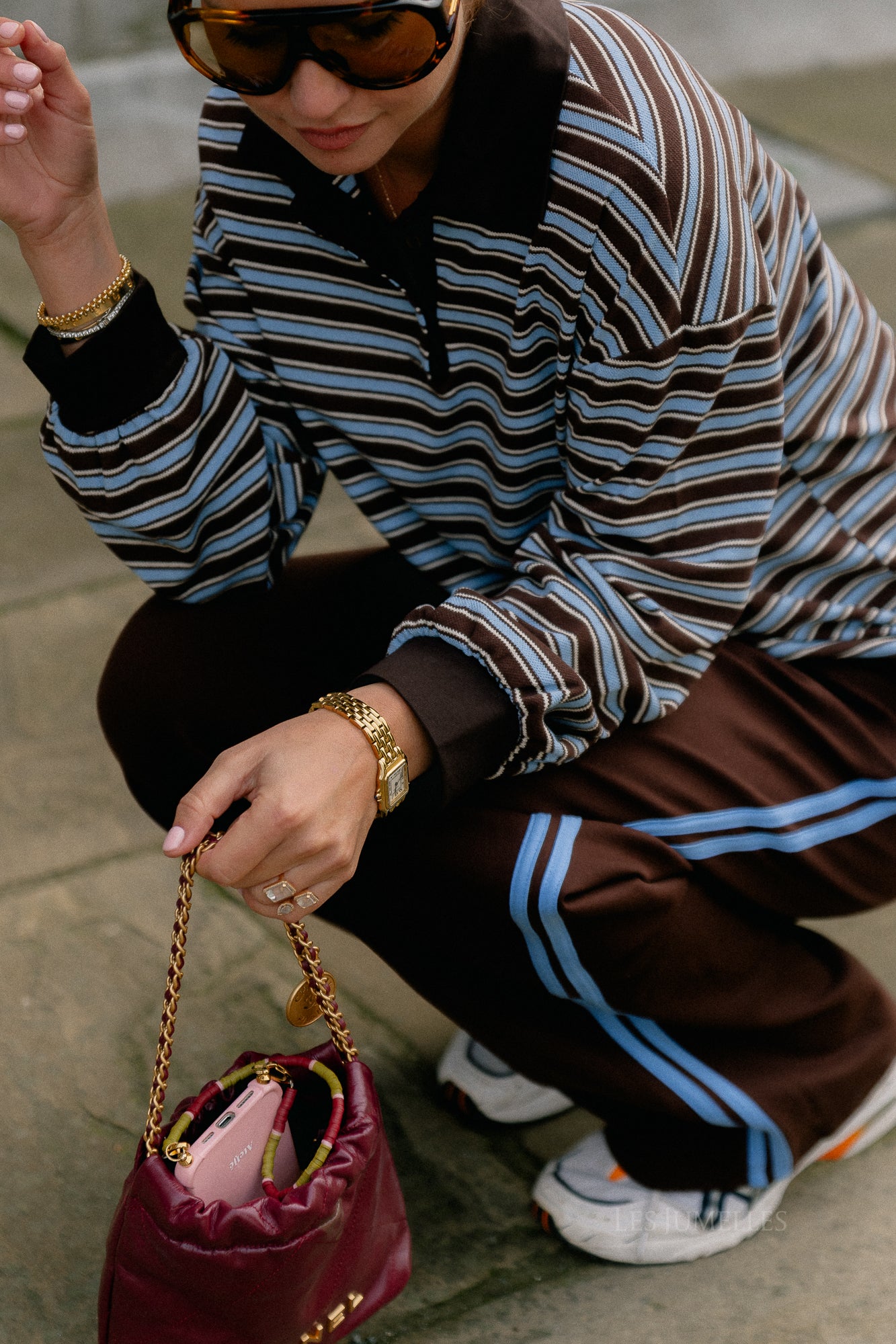 Belinda striped polo brown/light blue