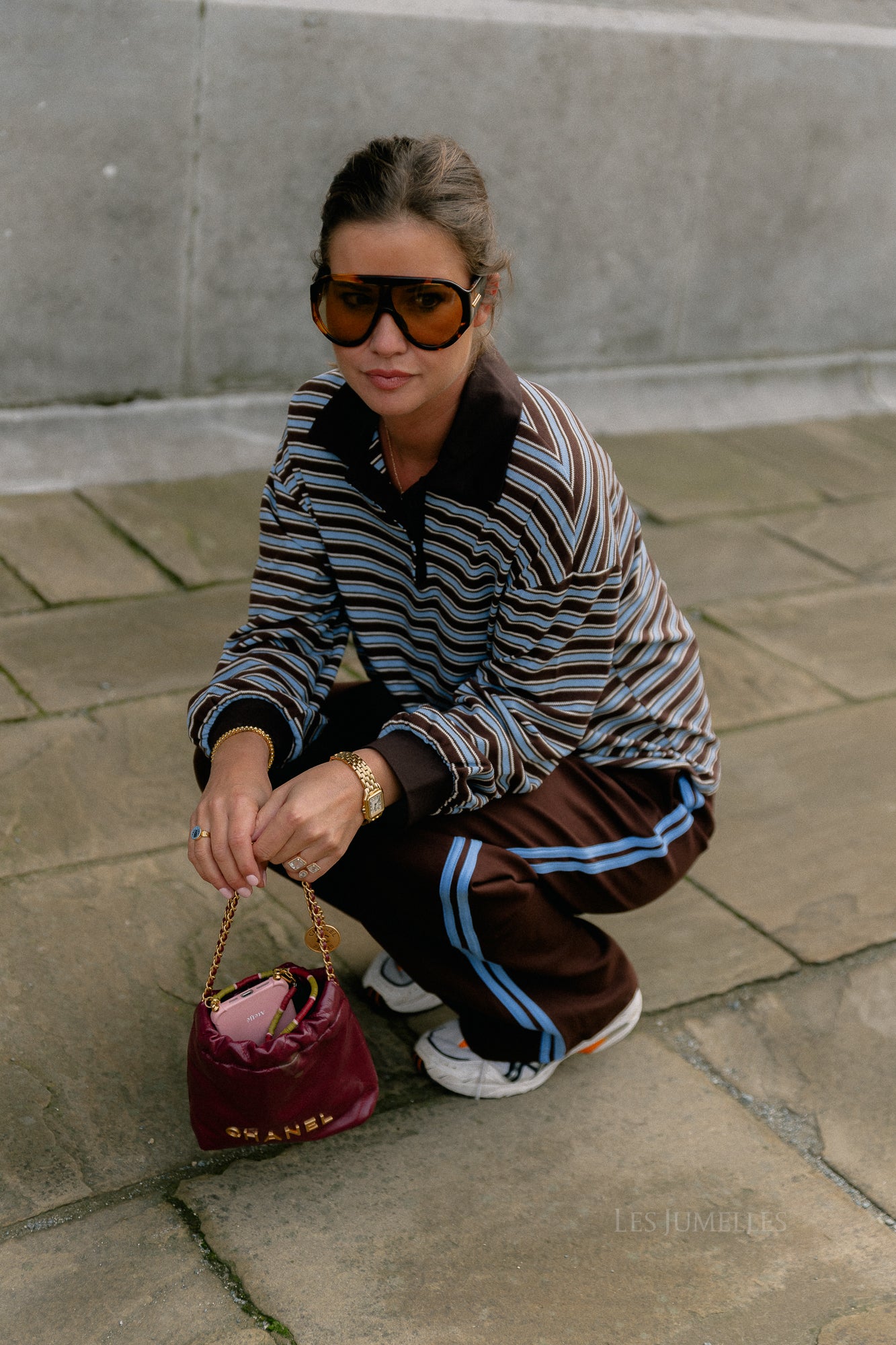 Belinda striped polo brown/light blue