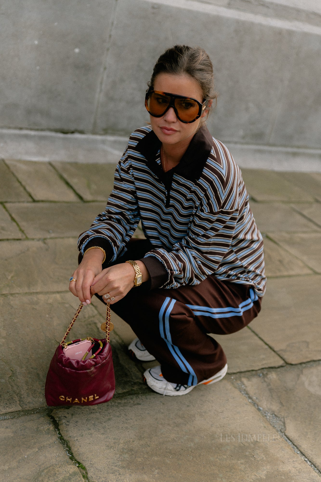 Belinda striped polo brown/light blue