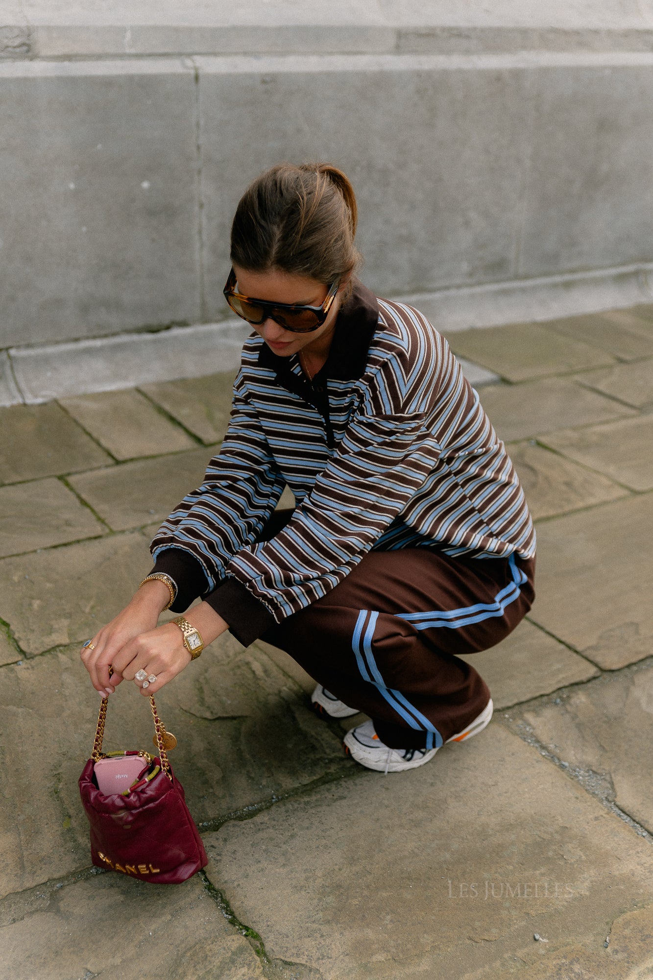 Belinda striped polo brown/light blue