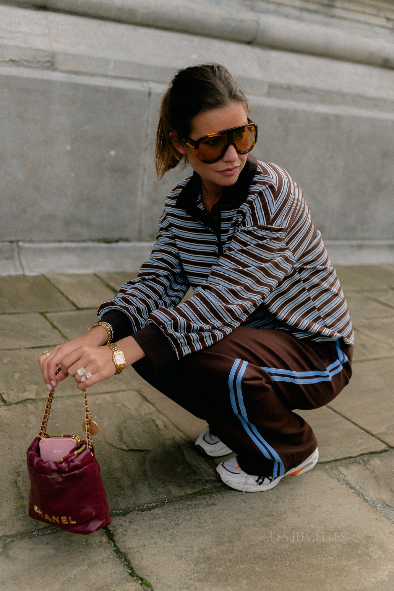 Belinda striped polo brown/light blue
