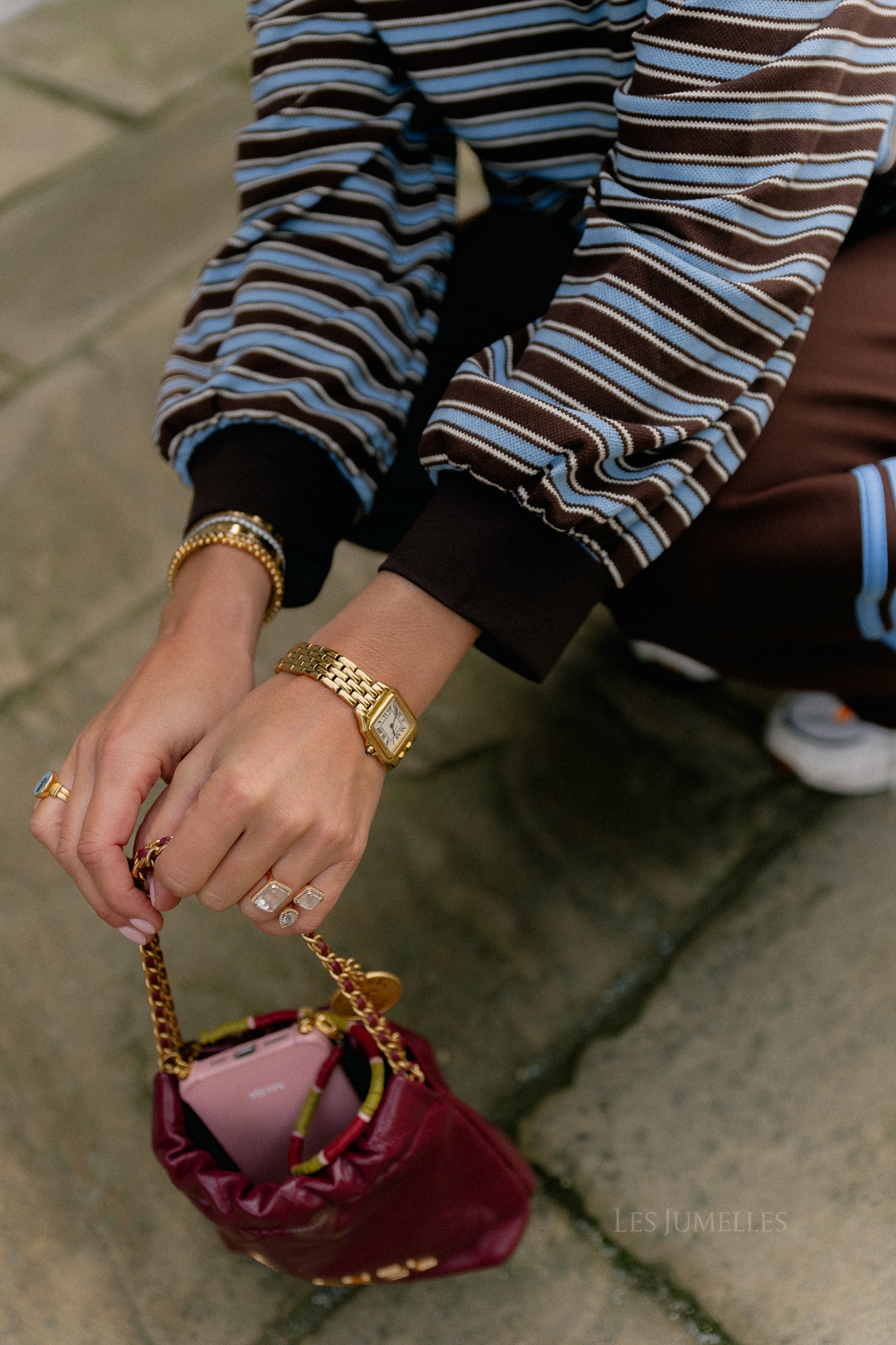 Belinda striped polo brown/light blue
