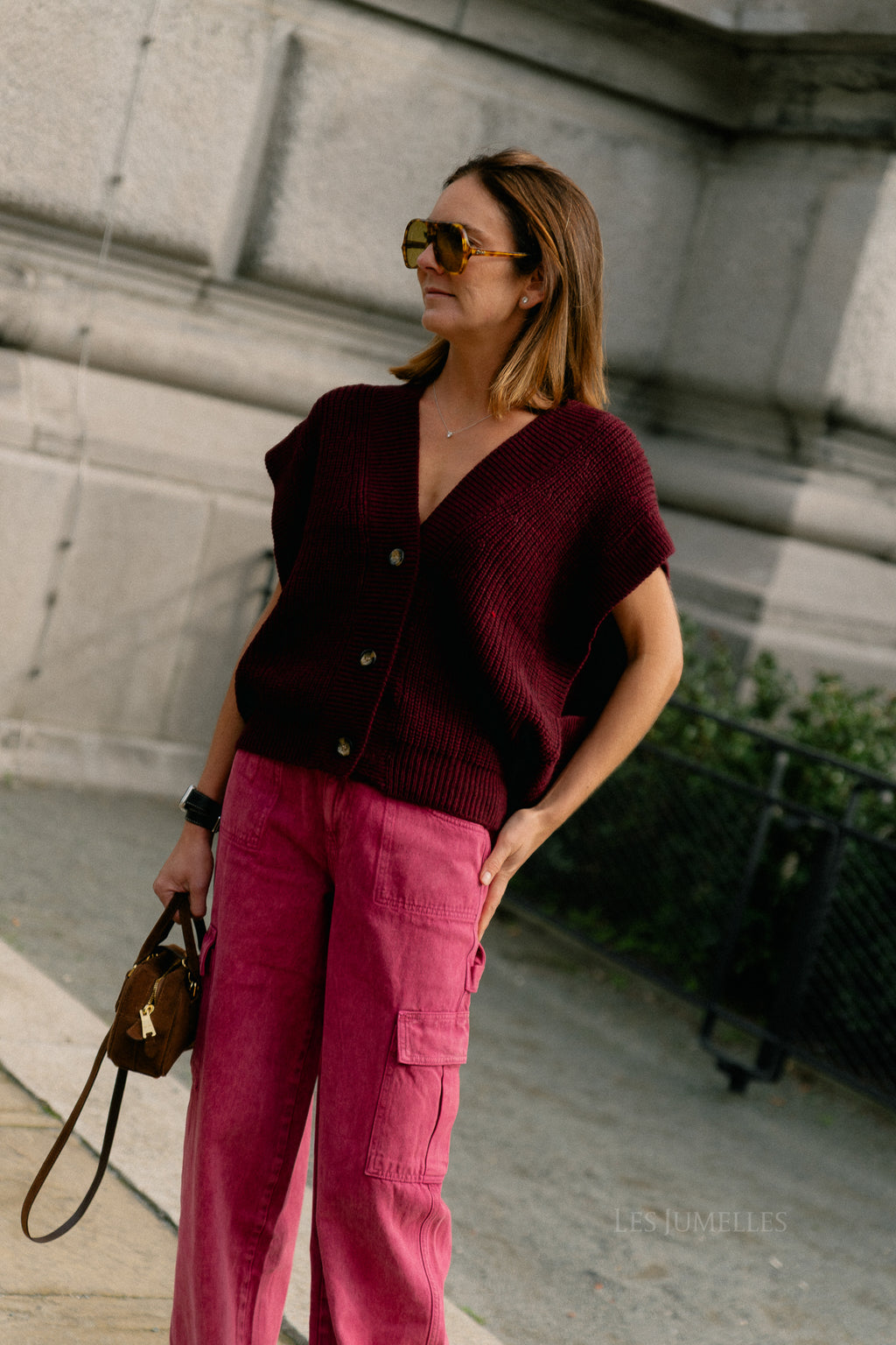 Félicia SS gilet burgundy