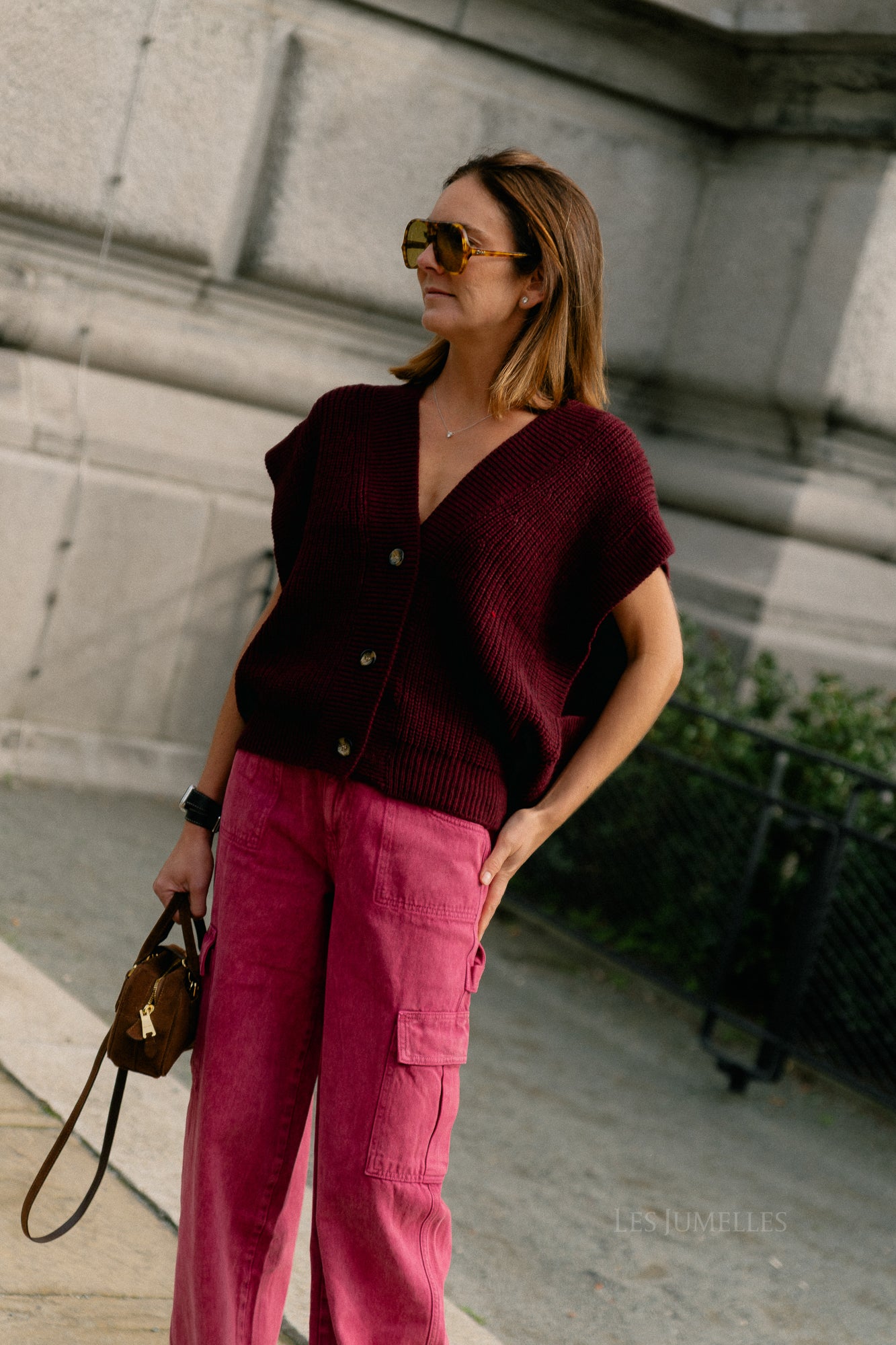 Félicia SS gilet burgundy