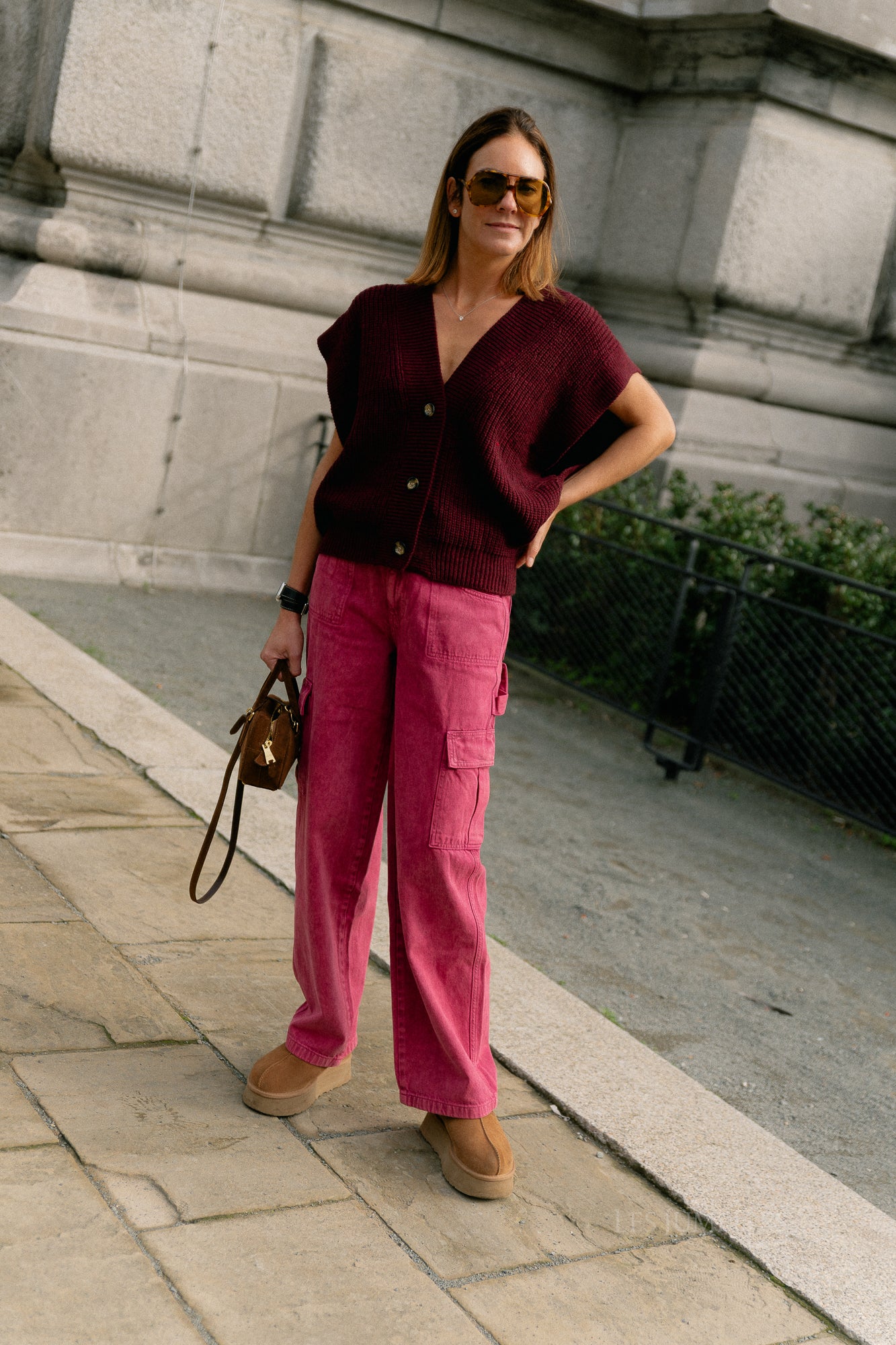 Félicia SS gilet burgundy
