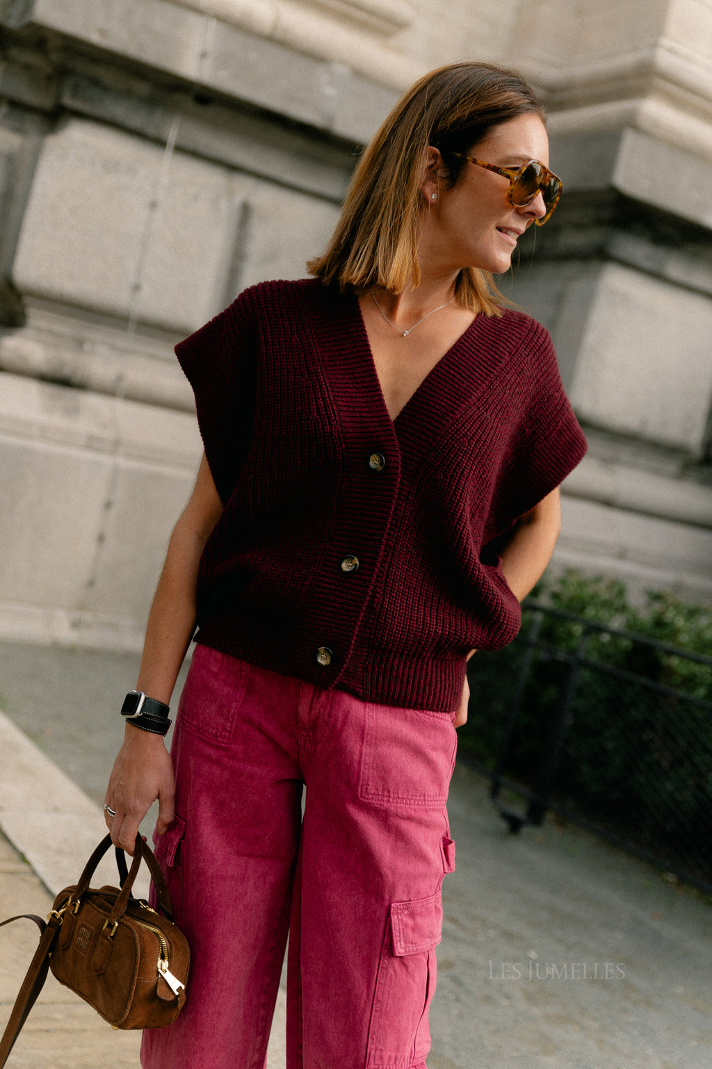 Félicia SS gilet burgundy