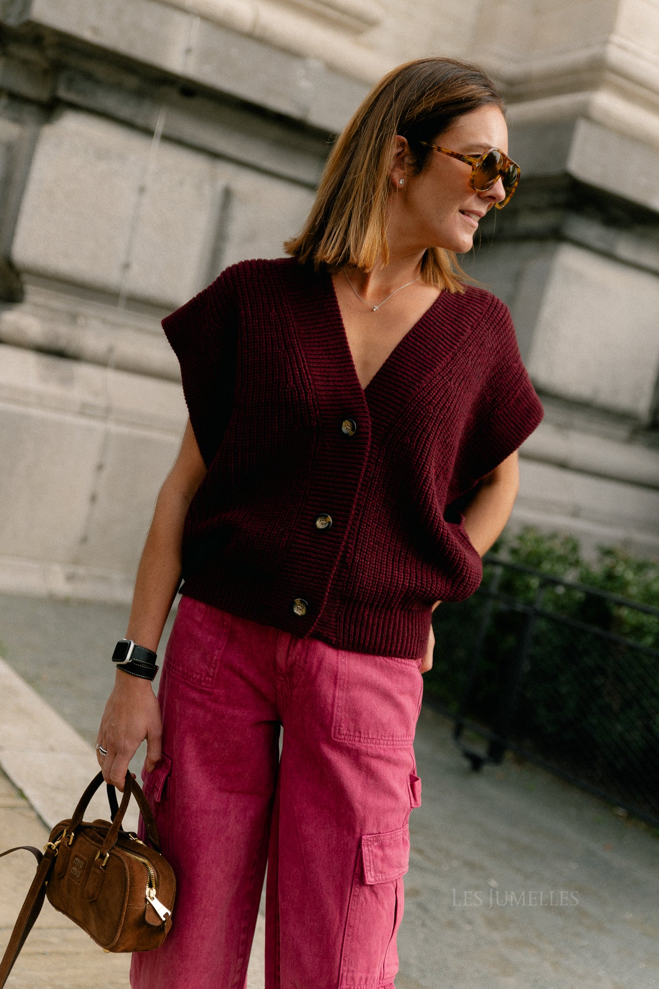 Félicia SS gilet burgundy