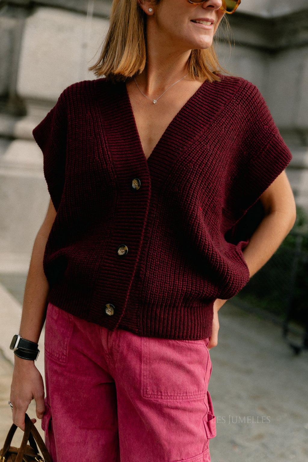 Félicia SS gilet burgundy