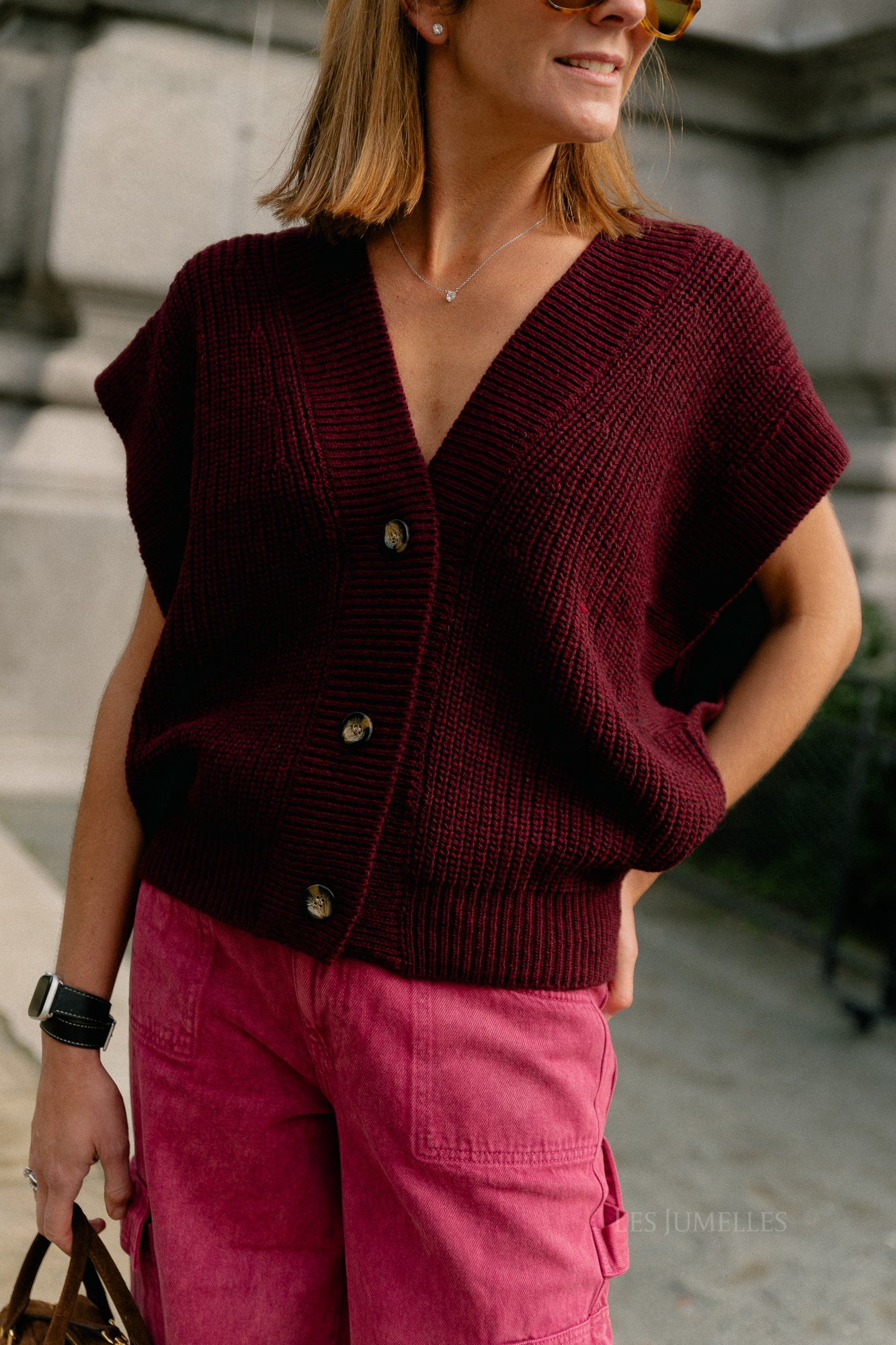 Félicia SS gilet burgundy