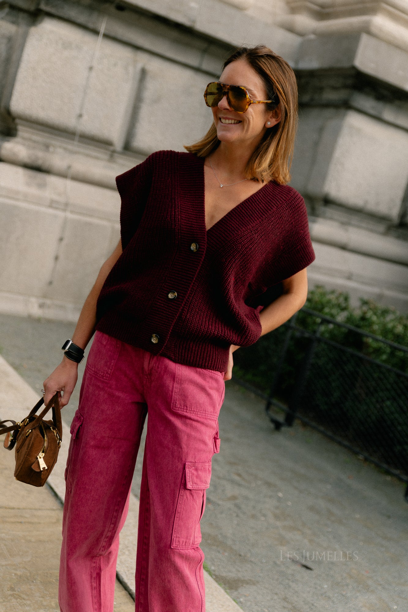 Félicia SS gilet burgundy
