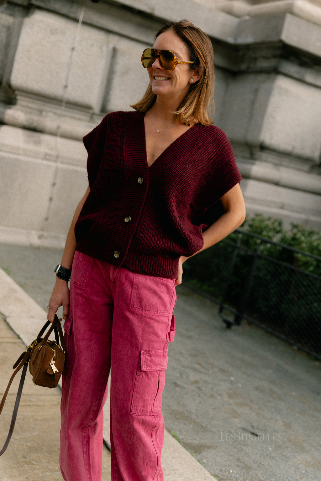 Félicia SS gilet burgundy