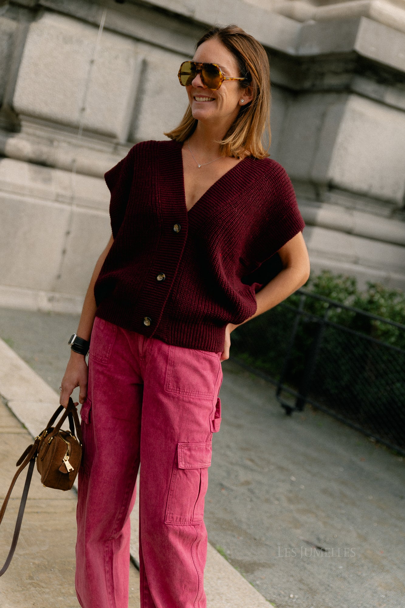 Félicia SS gilet burgundy