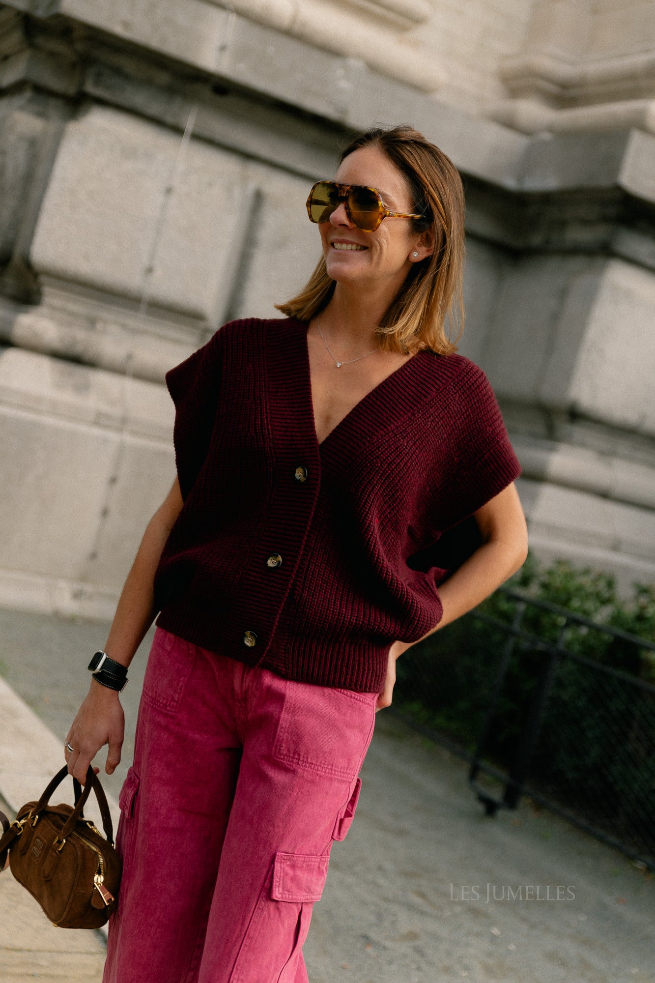 Félicia SS gilet burgundy