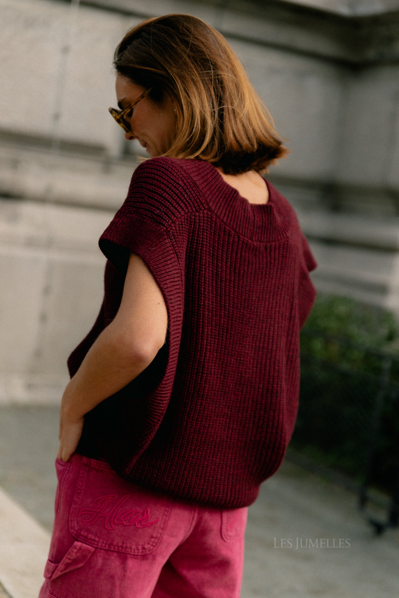 Félicia SS gilet burgundy