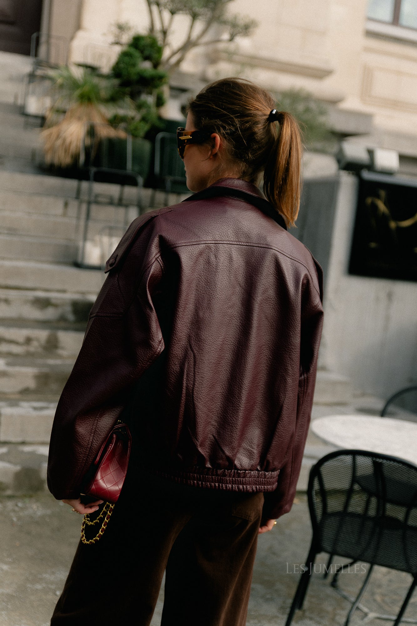 Aubrey leather look jacket burgundy