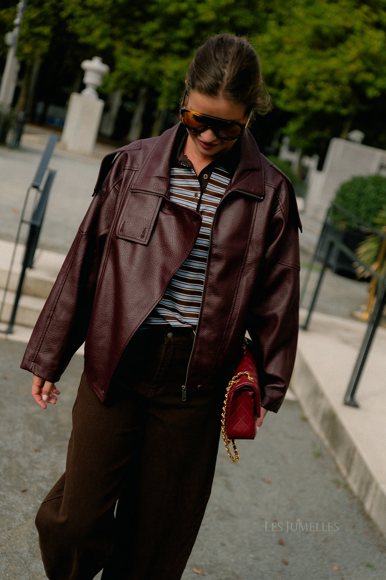 Aubrey leather look jacket burgundy