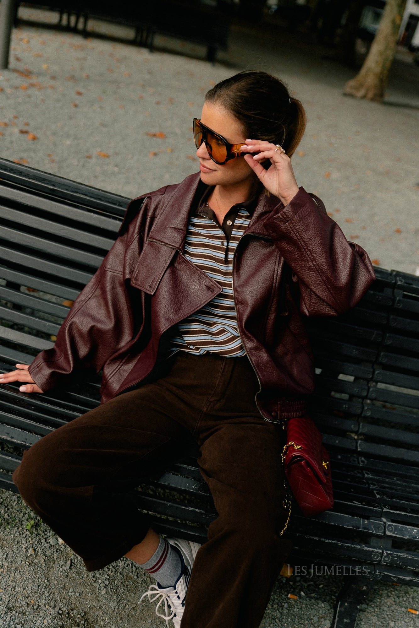 Aubrey leather look jacket burgundy
