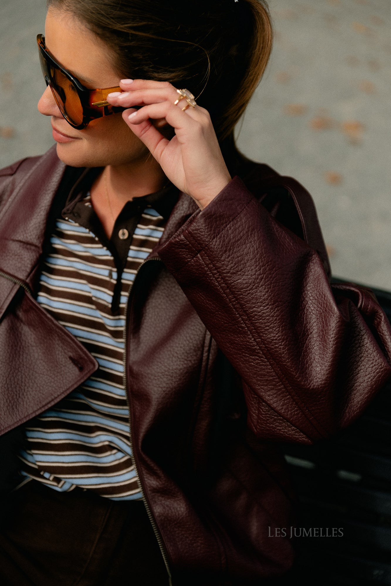 Aubrey leather look jacket burgundy