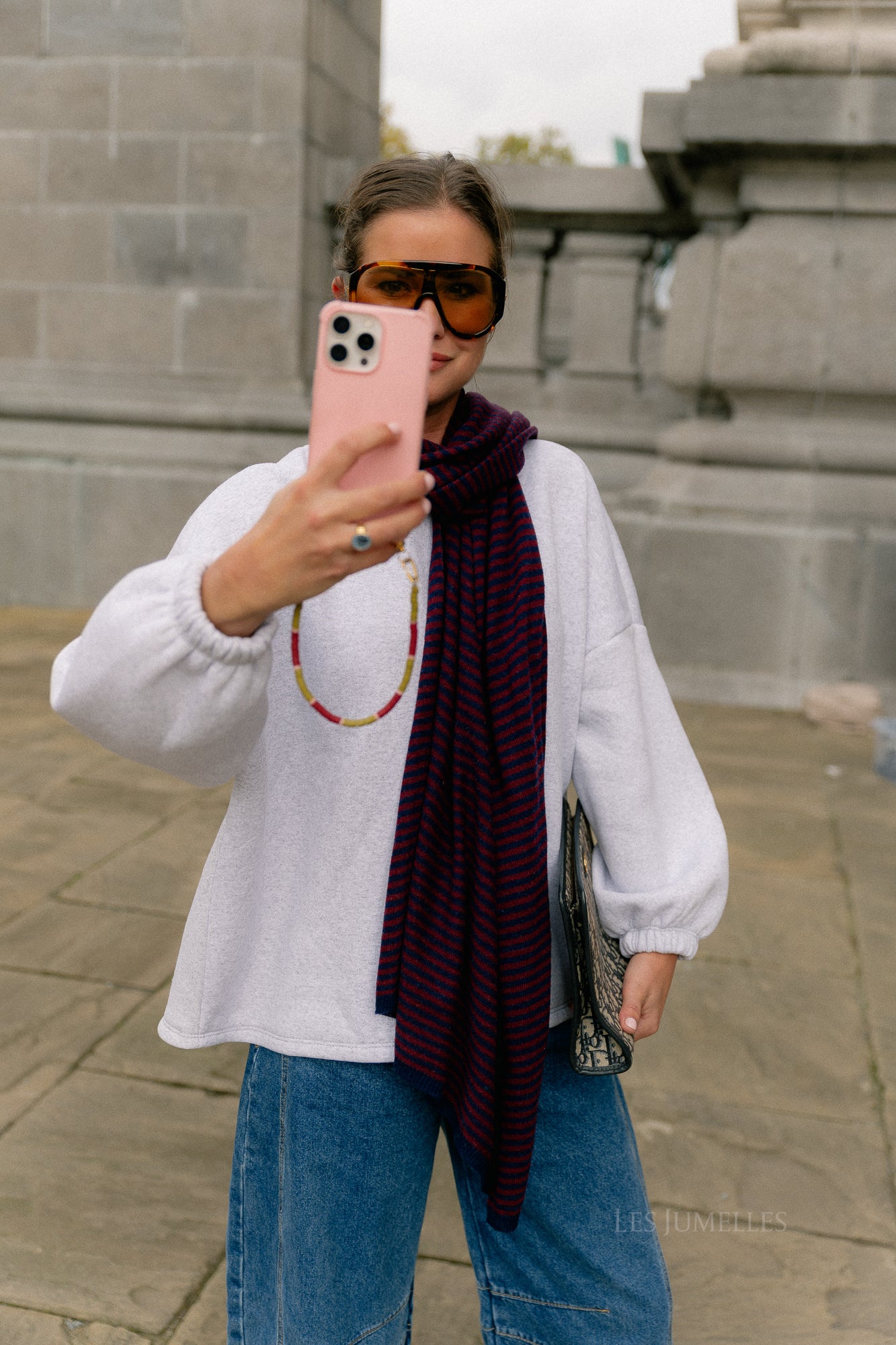 Florence striped scarf navy/burgundy