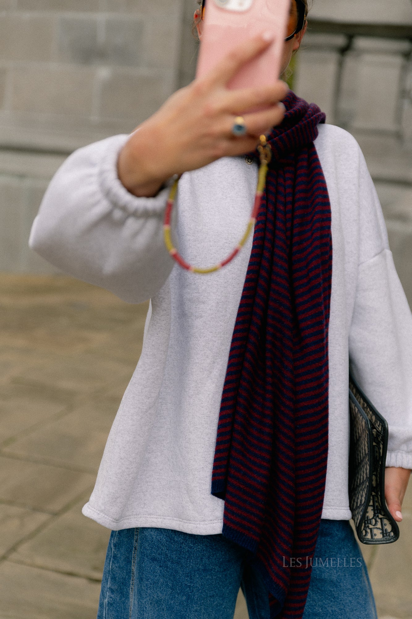 Florence striped scarf navy/burgundy