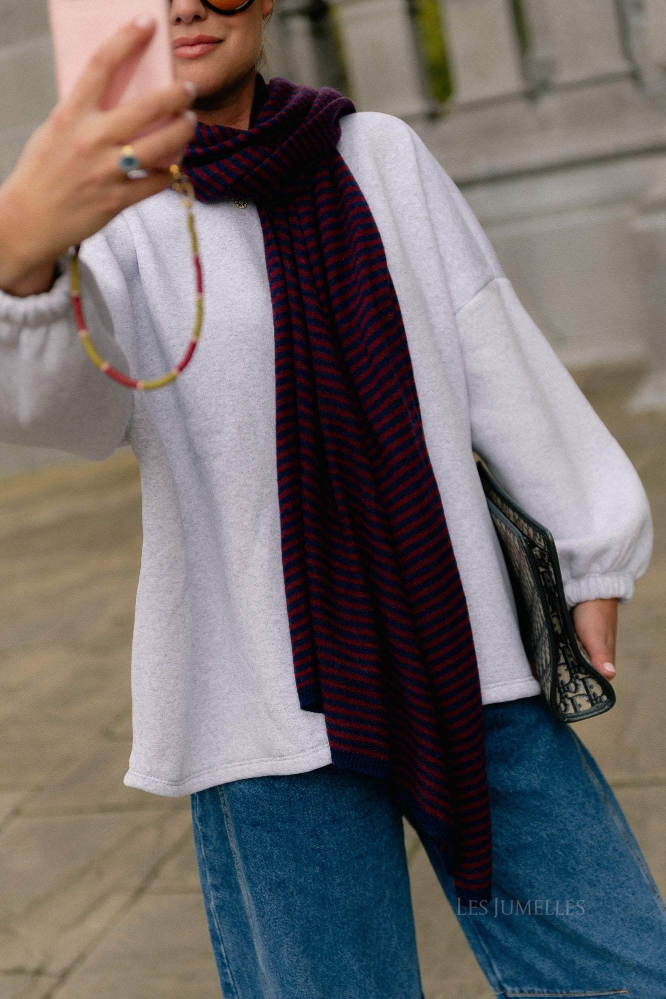 Florence striped scarf navy/burgundy